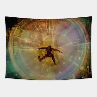 Man jumps out of the portal Tapestry