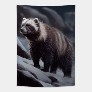 Arctic Wolverine-Oil paint Tapestry