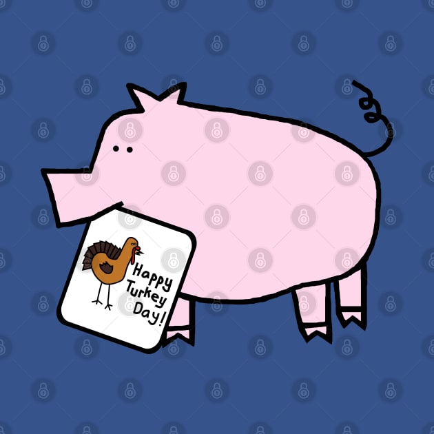 Cute Pig With Thanksgiving Turkey Greetings by ellenhenryart