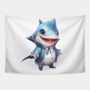 Cartoon Great White Shark in Dracula Costume Tapestry