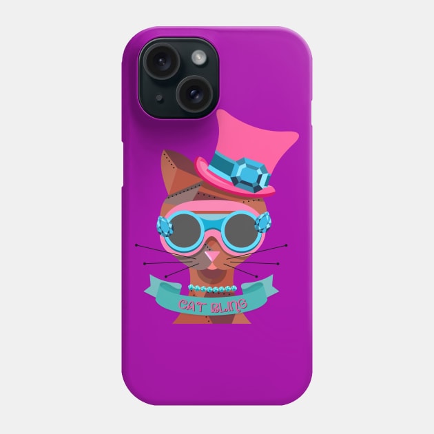 Funky Steampunk Cat Bling Phone Case by AlondraHanley