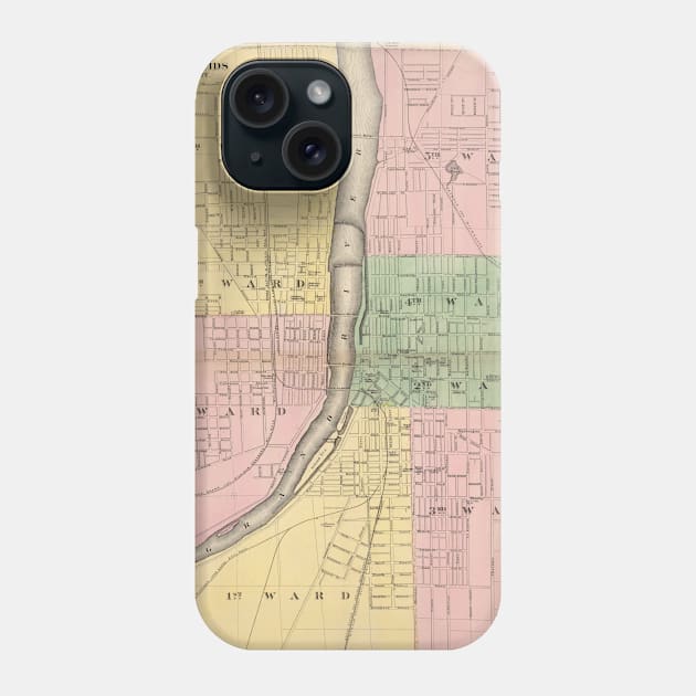 Vintage Map of Grand Rapids Michigan (1873) Phone Case by Bravuramedia