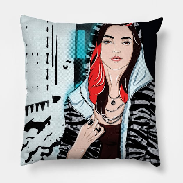 City ​​girl Pillow by Komataguri