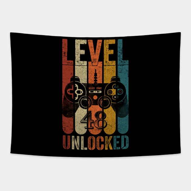 Level 48 Unlocked Awesome Since 1972 - 48th Birthday Gamers Tapestry by TeeBlade