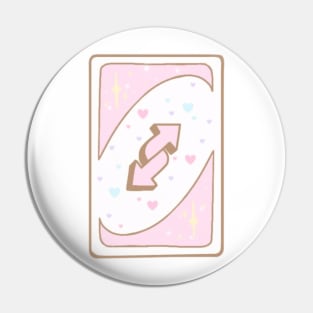 Pink Uno Reverse card with Hearts Pin