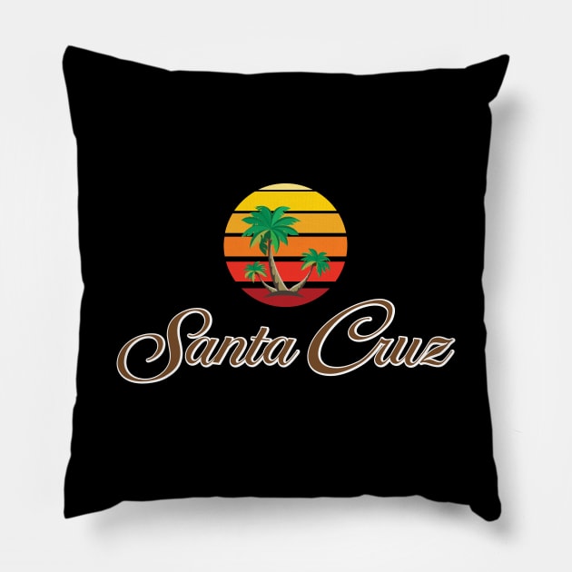 Surf City Santa Cruz Logo Pack Sticker with Palm Classic Lines Dark Pillow by PauHanaDesign