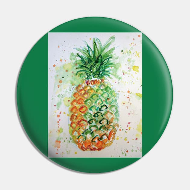 Pineapple Watercolor Painting - Funky Cool Pin by SarahRajkotwala