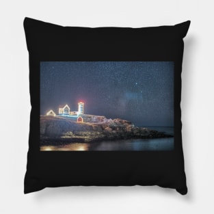 Starry Sky of the Nubble Light in York ME Cape Neddick Pillow