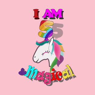 unicorn 5th birthday: I am 5 and magical T-Shirt