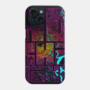 Ho Chi Minh, Vietnam City Map Typography - Neon Phone Case