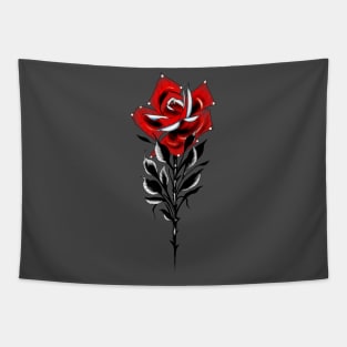 Neo traditional tattoo red rose Tapestry