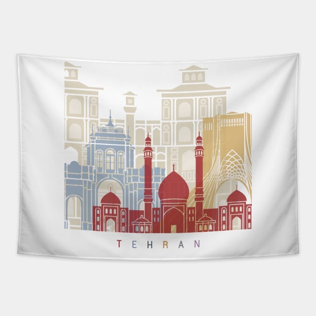 Tehran skyline poster Tapestry by PaulrommerArt