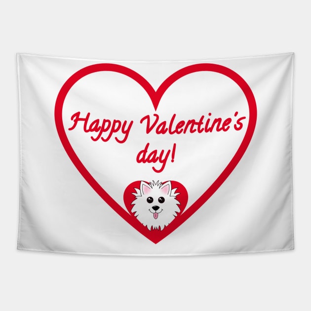 Happy Valentines Day Red Heart Tapestry by Designs_by_KC
