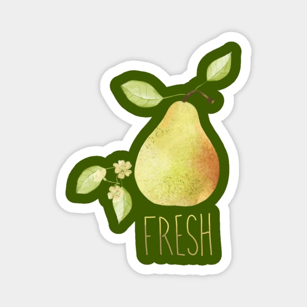 Fresh Pear and Blossom Magnet by Michele Norris