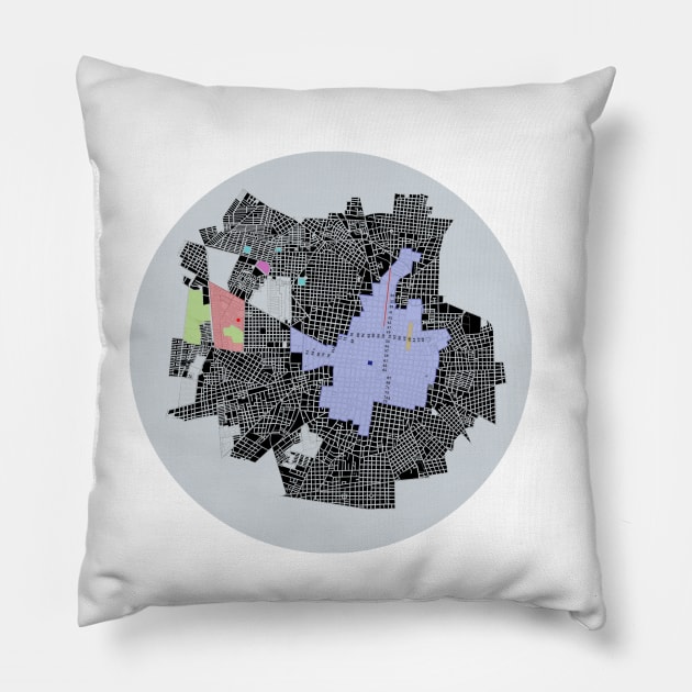 merida in my urban mind ecopop city location project map Pillow by jorge_lebeau