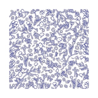 Botanical-Pattern, set, blue, 1, botanic, nature, botanical, floral, flowers, floral-pattern, leaves, plants, minimalist, garden, jungle, leaf, exotic, tropical, flower, boho, cacti, succulent, digital, graphic-design, pattern, T-Shirt