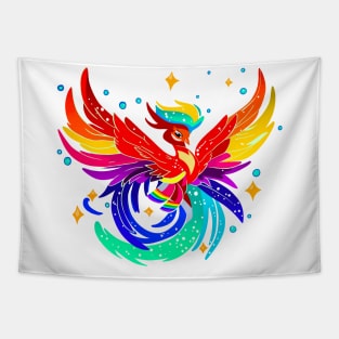 Happy Pride Rainbow Phoenix Tapestry