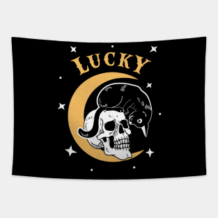 Lucky Black Cat Halloween Shirt Tapestry