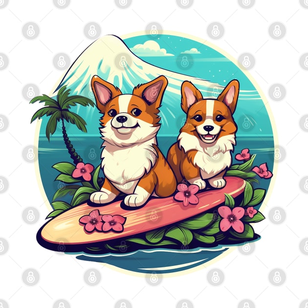 Surfing Corgis by Kona Cat Creationz