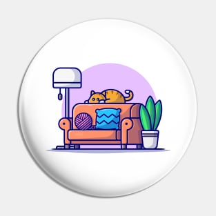 Cute Cat Sleeping On Sofa Cartoon Vector Icon Illustration Pin