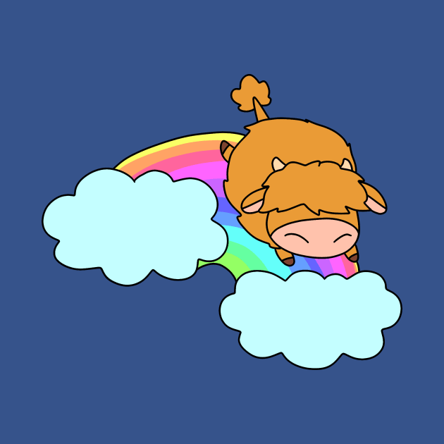 Rainbow Cloud Highland Cow by saradaboru