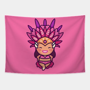 Cute Brazilian Carnival Woman Cartoon Tapestry