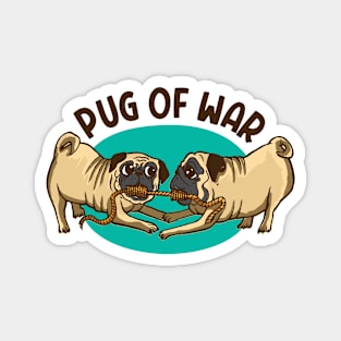 Pug of War // Funny Pug Cartoon Magnet