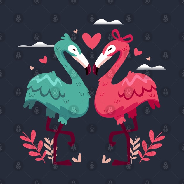 Flamingo Cute Couples by Mako Design 