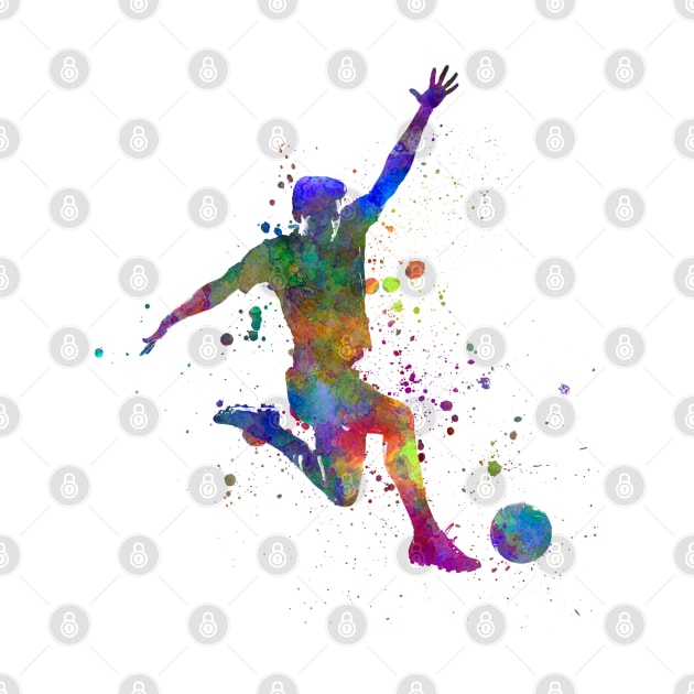 Soccer player in watercolor by PaulrommerArt