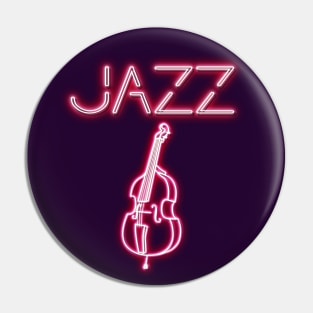 Jazz Double Bass Neon Design Pin