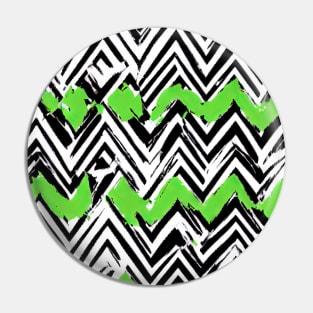 Abstract black and white zig zag pattern with green blobs Pin