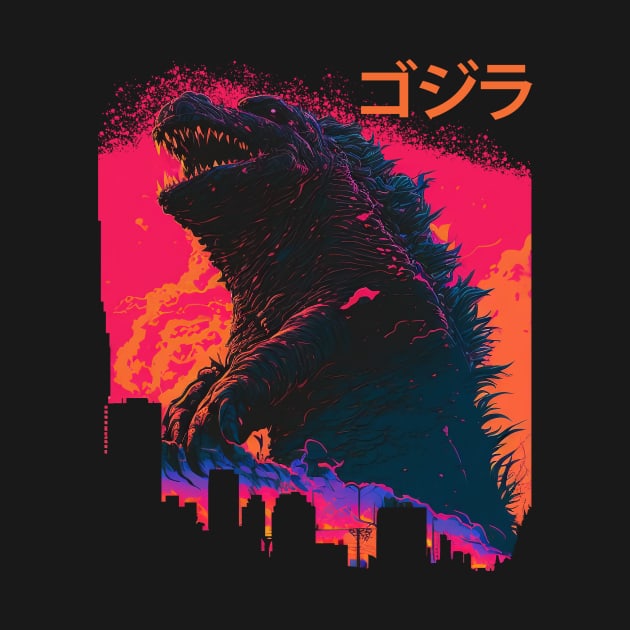 Synthwave Godzilla by DragonDream