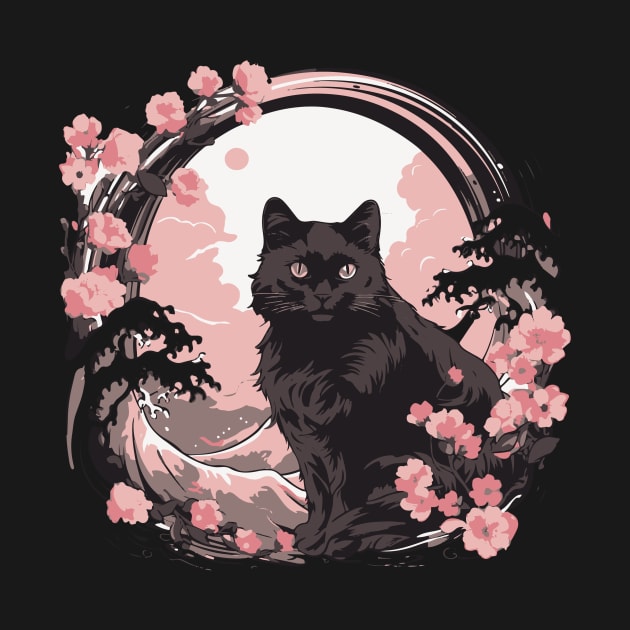 Black cat kanagawa wave by Hoperative