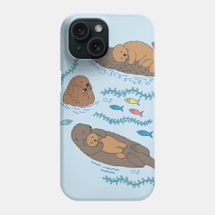 Sea Otters - cute animal pattern by Cecca Designs Phone Case