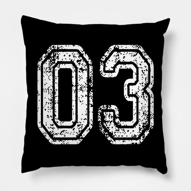 Number 03 Grungy in white Pillow by Sterling