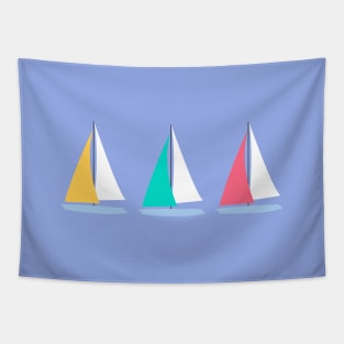 Colorful Summer Sailboats Tapestry