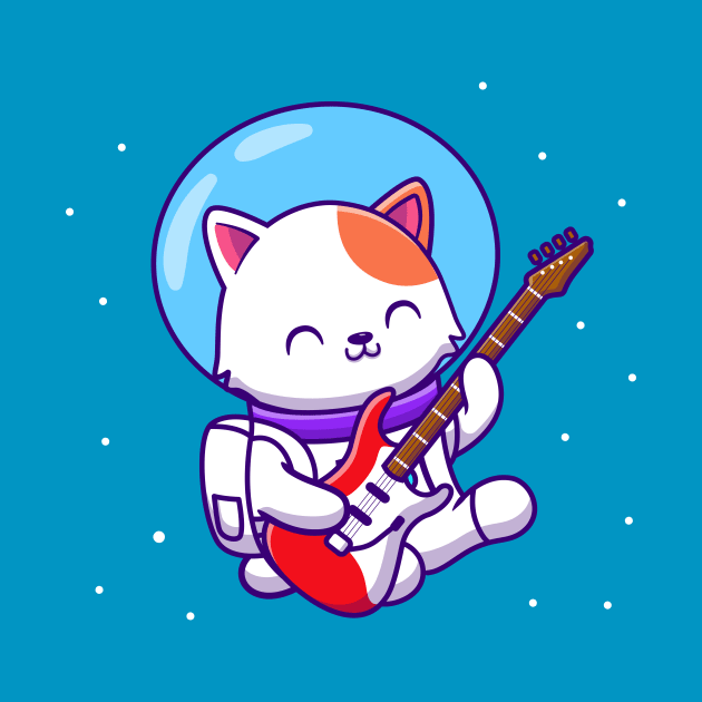 Cute Astronaut Cat Playing Guitar by Catalyst Labs