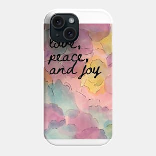 Watercolor Love, Peace and Joy Phone Case