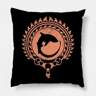 Thresher Shark on Polynesian design Pillow