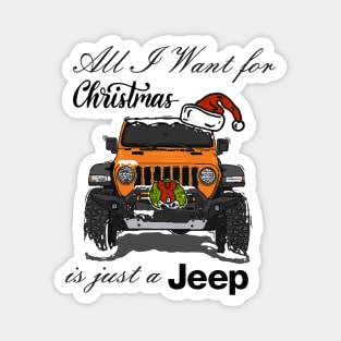 Christmas Jeep Orange Magnet