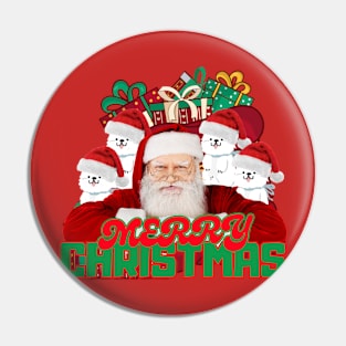 SantaClauswithfourdogsMerryChristmas Pin