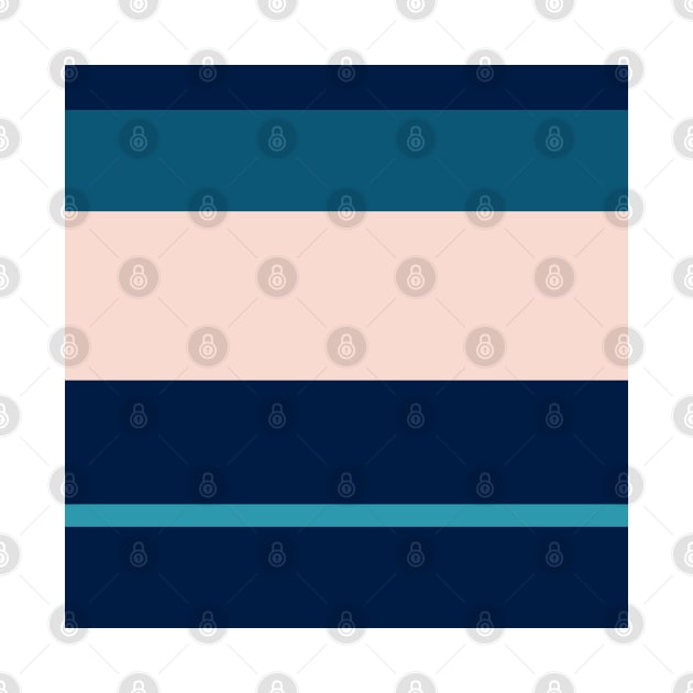 An exceptional bind of Navy, Deep Sea Blue, Sea, Pale Cyan and Pale Pink stripes. by Sociable Stripes