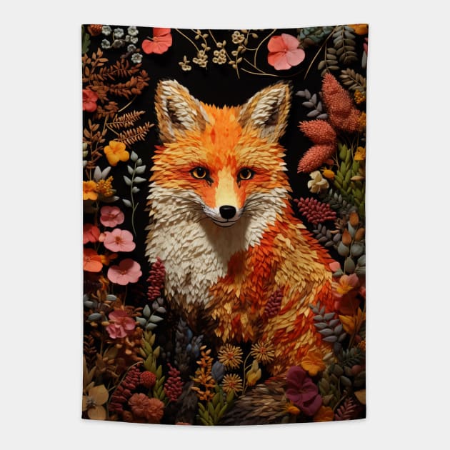 Fox in the Garden Tapestry by Mistywisp