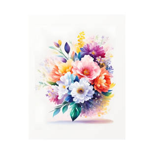 Flowers In Watercolor Style - AI Art T-Shirt