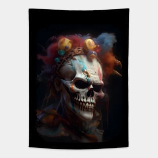 Spooky Evil Clown Skull Tapestry