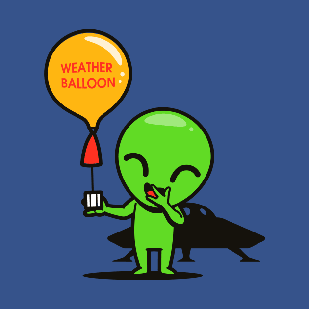 Funny Cute Kawaii Alien Weather Balloon E.T. Conspiracy Theory Cartoon by Originals By Boggs