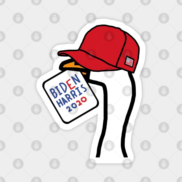 Portrait of Goose in Red Hat with Stolen Biden Harris Sign Magnet by ellenhenryart