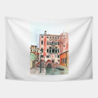 Venice Watercolor and ink Illustration Tapestry