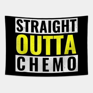 Straight Outta Chemo T Shirt Yellow Bone Sarcoma Cancer Tapestry