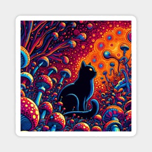 Trippy cat abstract psychedelic art Magnet